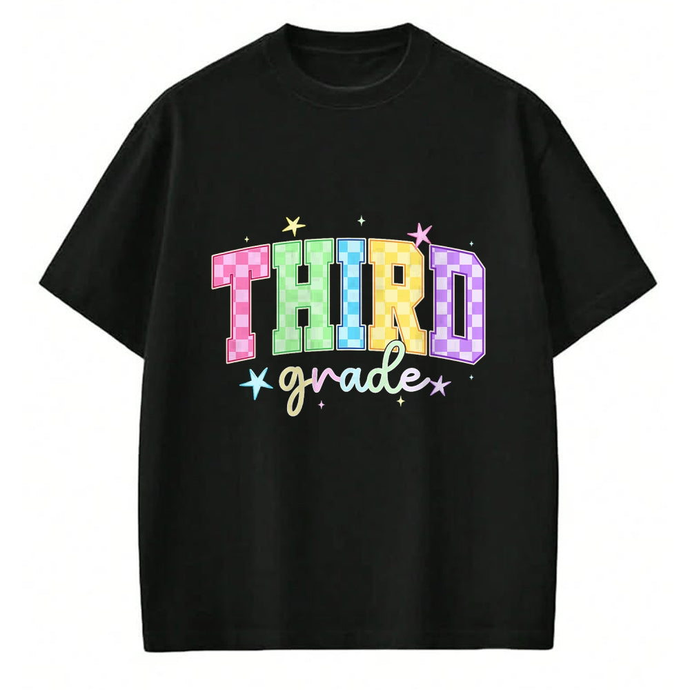 Best Student Shirt, Funny Back To School UnisexT-Shirt/Hoodie/Sweatshirt HLT00 - Back to School Checkered Third Grade Team Teacher Students T-Shirt