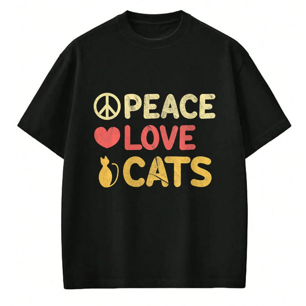 Cat Love Shirt, Funny Cat Lover Gift UnisexT-Shirt/Hoodie/Sweatshirt HLT00 - Peace Love Cats Funny Cat Lover Gift T-Shirt