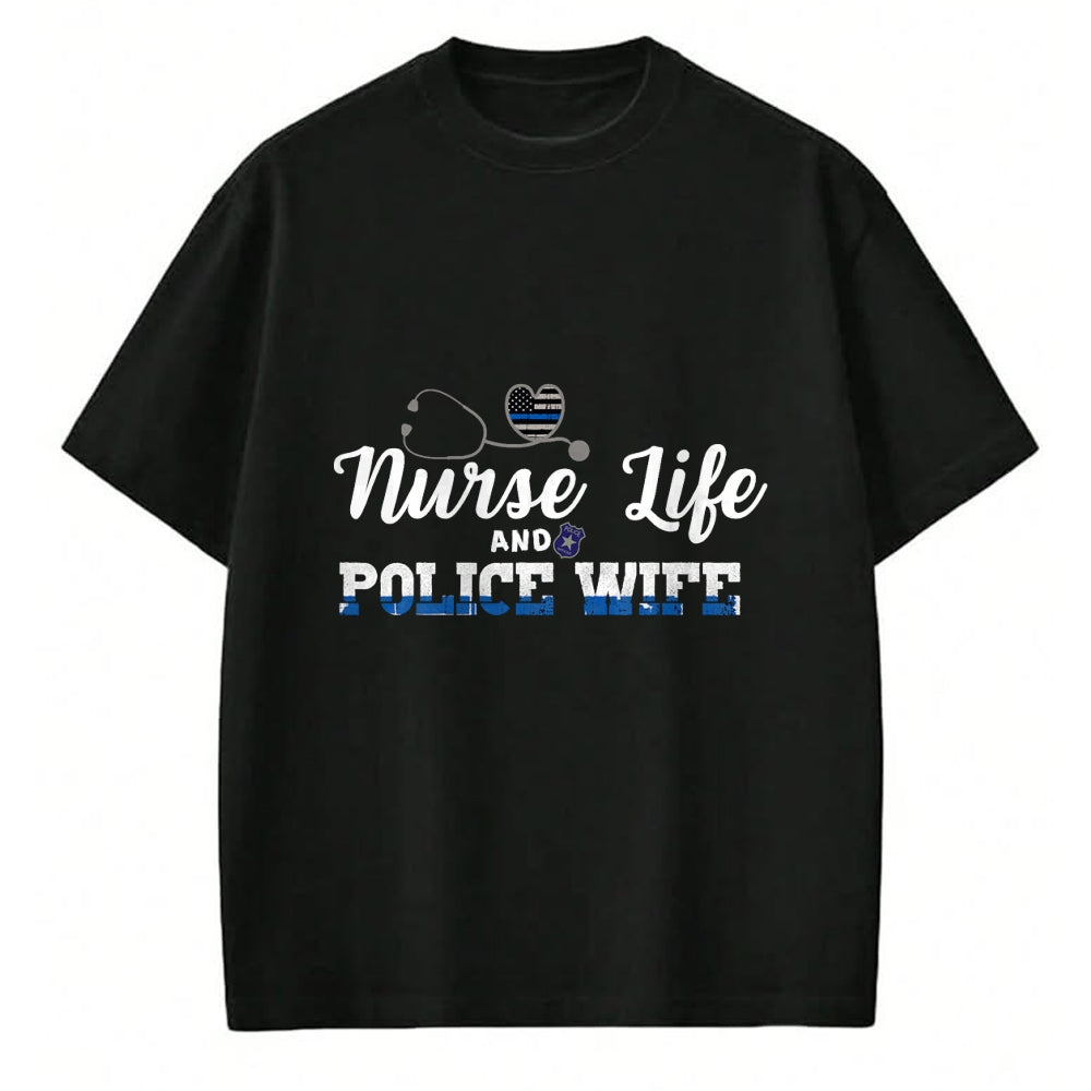 Funny Nurse Shirt, Nurse Unisex T-Shirt/Hoodie/Sweatshirt HLT00 - Nurse RN Life Police Wife Blue Line Support Sheriff Gift T-Shirt