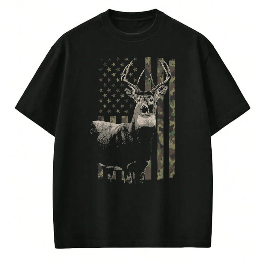 Funny Hunting Shirt, Gift For Hunting Lover Unisex T-Shirt/Hoodie/Sweatshirt HLT00 - Hunting Camo American Flag Deer T-Shirt