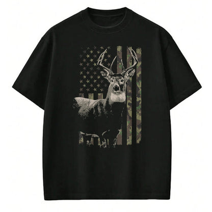 Funny Hunting Shirt, Gift For Hunting Lover Unisex T-Shirt/Hoodie/Sweatshirt HLT00 - Hunting Camo American Flag Deer T-Shirt