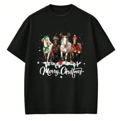 Best Horse Lover Shirt , Funny Horse UnisexT-Shirt/Hoodie/Sweatshirt HLT00 - Merry Christmas Horse Lover Santa Hat Xmas Holiday Snow Long Sleeve T-Shirt