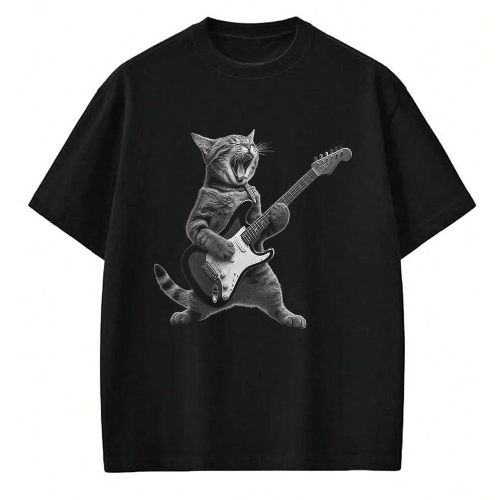 Guitar Lover Shirt, Funny Guitar UnisexT-Shirt/Hoodie/Sweatshirt HLT00 - Funny Cat Playing Guitar Rock and Roll Gifts Men Women Kid T-Shirt