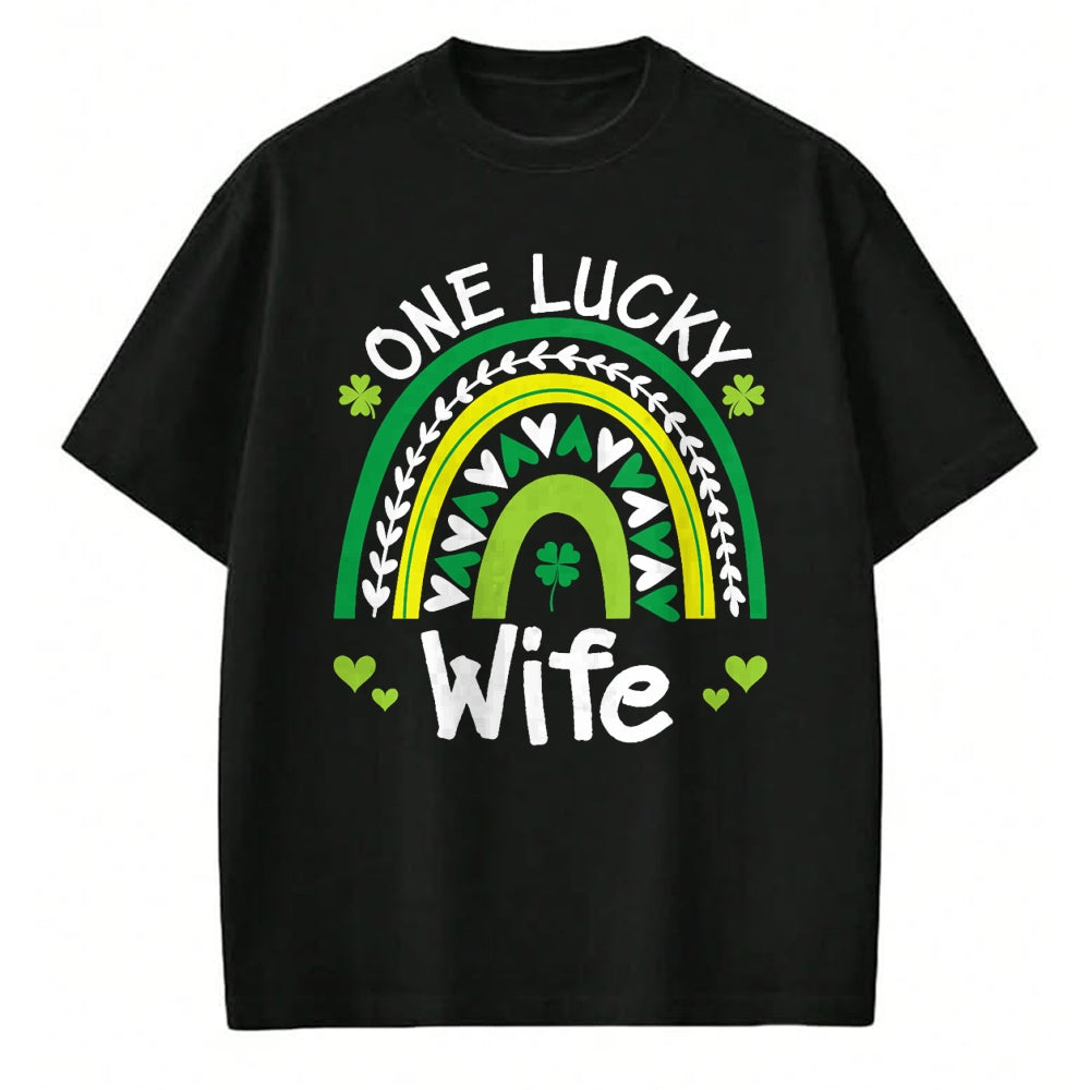Best Wife Shirt, Wife and Husband Unisex T-Shirt/Hoodie/Sweatshirt HLT00 - Gift for wife T shirt, lucky wife   Womens One Lucky Wife Boho Rainbow St Patricks Day Shamrock Tank (1)