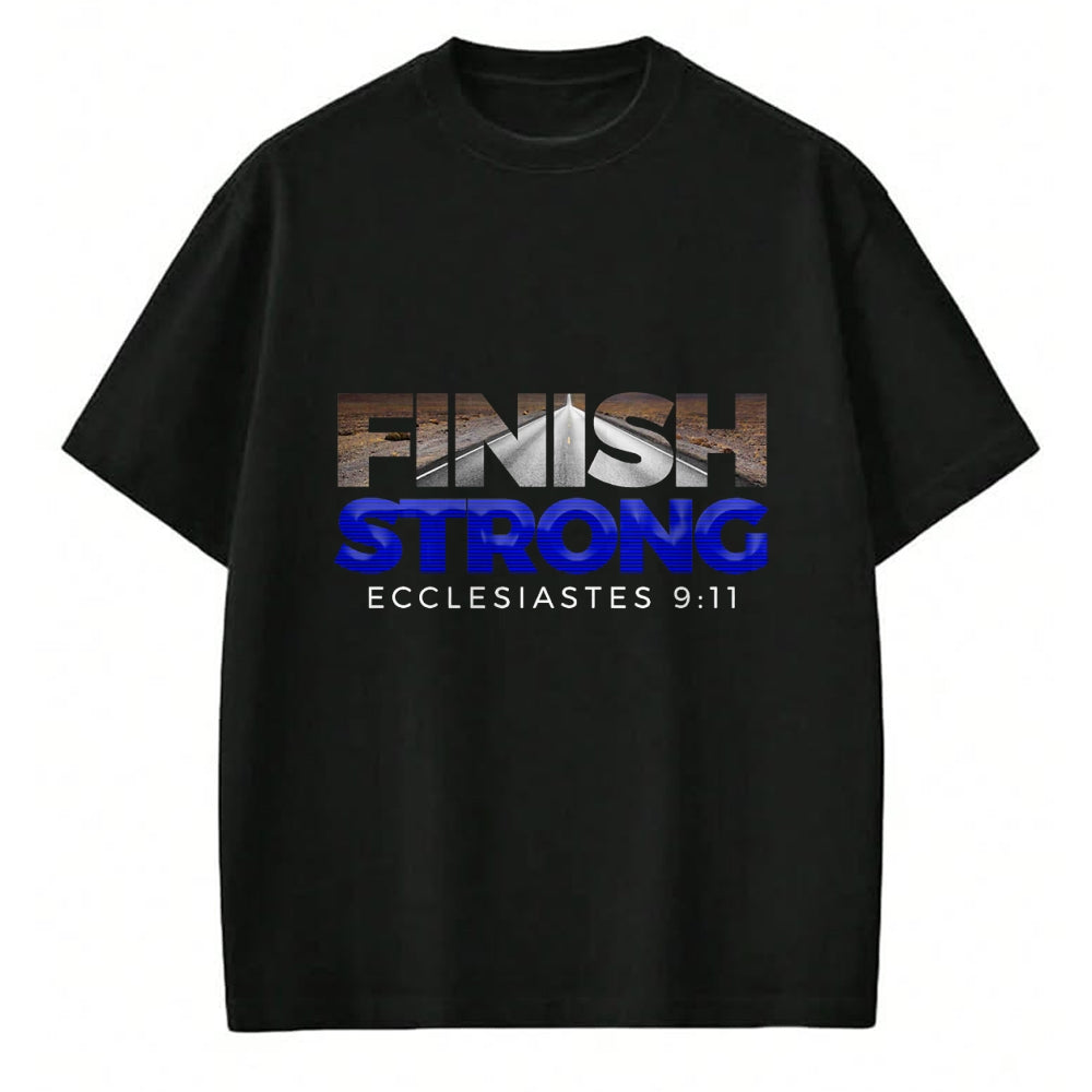 Christian Tee, Christian Faith Unisex T-Shirt/Hoodie/Sweatshirt HLT00 - Finish Strong Christian Jesus Apparel T Shirt Gift Blue T-Shirt