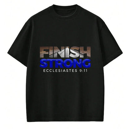 Christian Tee, Christian Faith Unisex T-Shirt/Hoodie/Sweatshirt HLT00 - Finish Strong Christian Jesus Apparel T Shirt Gift Blue T-Shirt