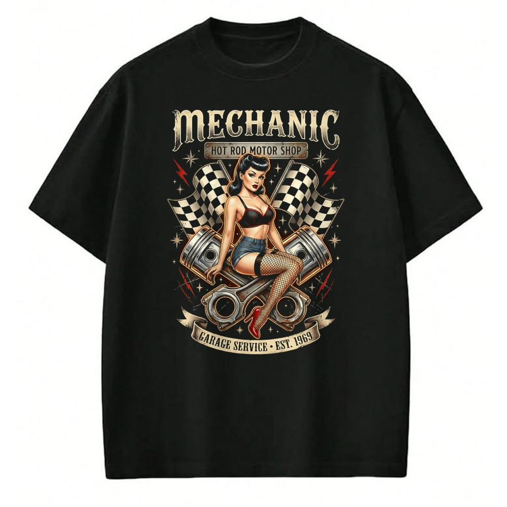 Best Mechanic Life Shirt, Funny Mechanic UnisexT-Shirt/Hoodie/Sweatshirt HLT00 - Vintage Mechanic Hot Rod Garage Pin Up Design T-Shirt
