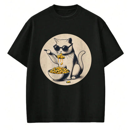 Cat Love Shirt, Funny Cat Lover Gift UnisexT-Shirt/Hoodie/Sweatshirt HLT00 - Cat Eating Mac and Cheese Men Women Girls Kids T-Shirt