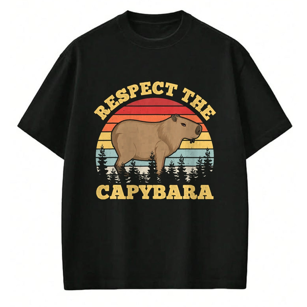 Cute Capybara Shirt, Funny Capybara Unisex T-Shirt/Hoodie/Sweatshirt HLT00 - Respect The Capybara Funny Capibara Rodent Animal Lover T-Shirt