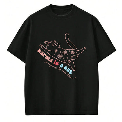Cat Love Shirt, Funny Cat Lover Gift UnisexT-Shirt/Hoodie/Sweatshirt HLT00 - Karma Is Cat Purring In My Lap Cause It Loves Me  Cat Love T-Shirt