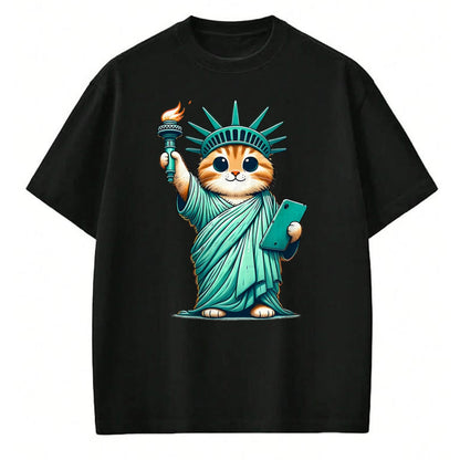 Cat Love Shirt, Funny Cat Lover Gift UnisexT-Shirt/Hoodie/Sweatshirt HLT00 - Cute Kawaii Cat Statue of Liberty I Love New York NYC T-Shirt