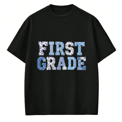Best Student Shirt, Funny Back To School UnisexT-Shirt/Hoodie/Sweatshirt HLT00 - 1st First Grade Teacher Blue Patchwork Back to School Girls T-Shirt