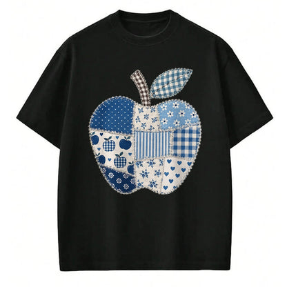 Best Student Shirt, Funny Back To School UnisexT-Shirt/Hoodie/Sweatshirt HLT00 - Blue Patchwork Preppy Apples Back to School Teacher Student T-Shirt