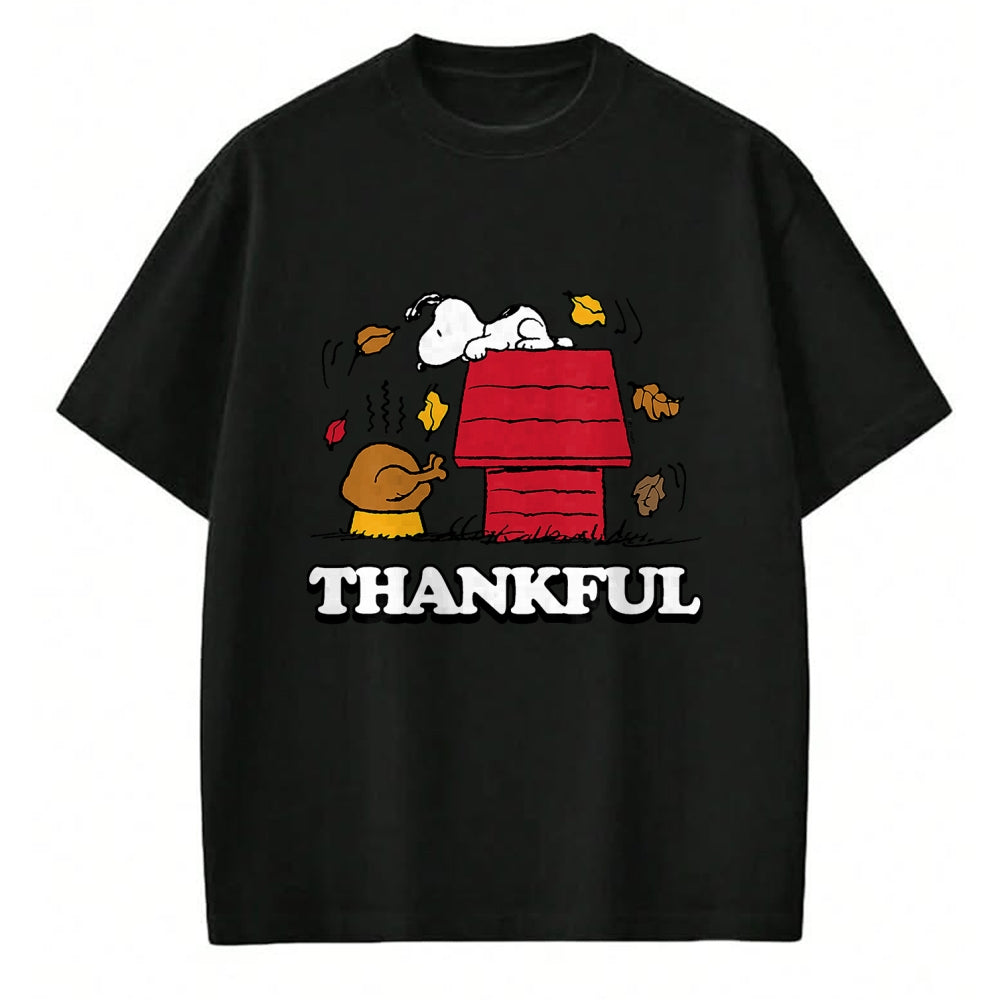 Best Thanksgiving Family Shirt , Funny Thanksgiving UnisexT-Shirt/Hoodie/Sweatshirt HLT00 - Peanuts - Snoopy Thankful Turkey with Fall Leaves T-Shirt