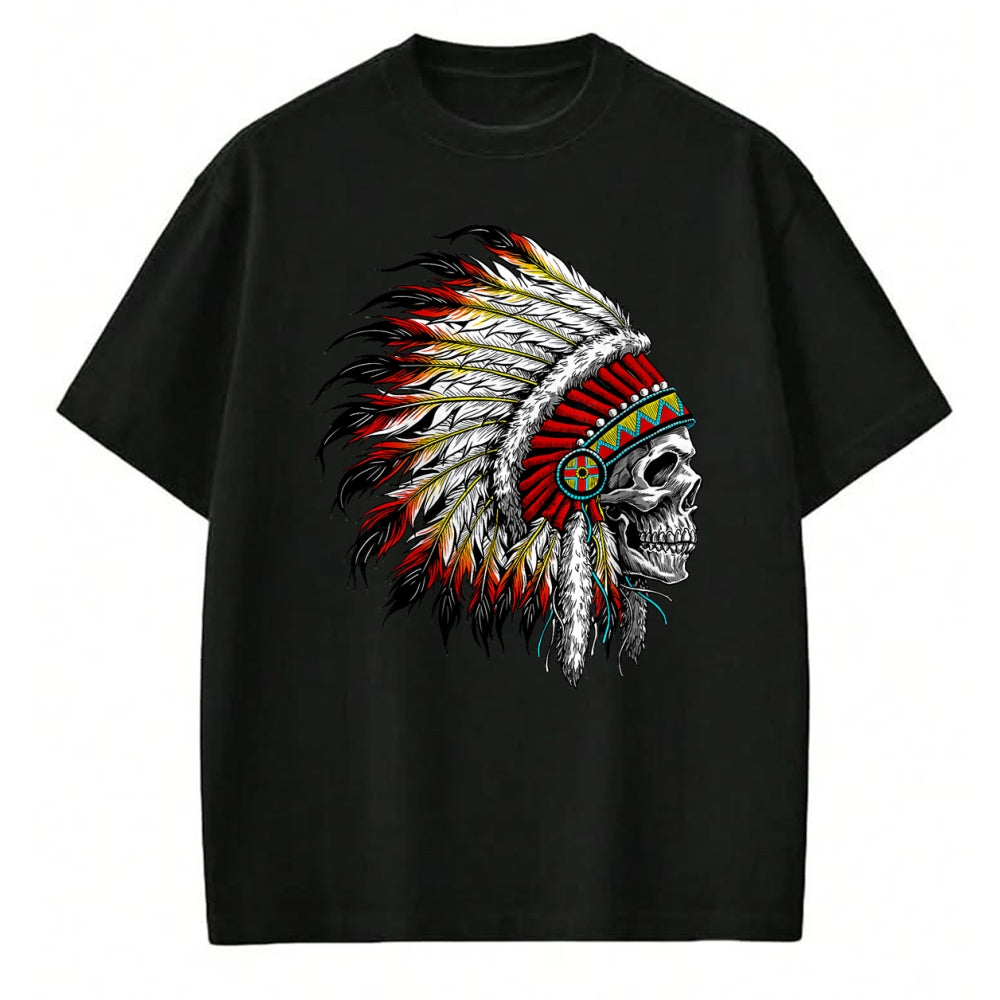 Native American T-Shirts, Vintage Native American Unisex T-Shirt/Hoodie/Sweatshirt HLT00 - Native American Indian Chief Skull Motorcycle Headdress