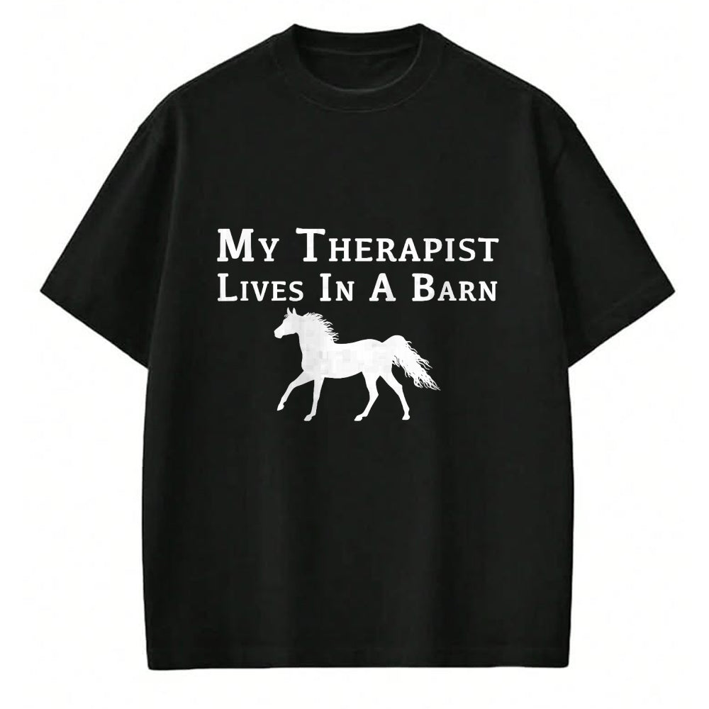 Best Horse Lover Shirt , Funny Horse UnisexT-Shirt/Hoodie/Sweatshirt HLT00 - My Therapist Live in A Barn - Funny Horse T-Shirt