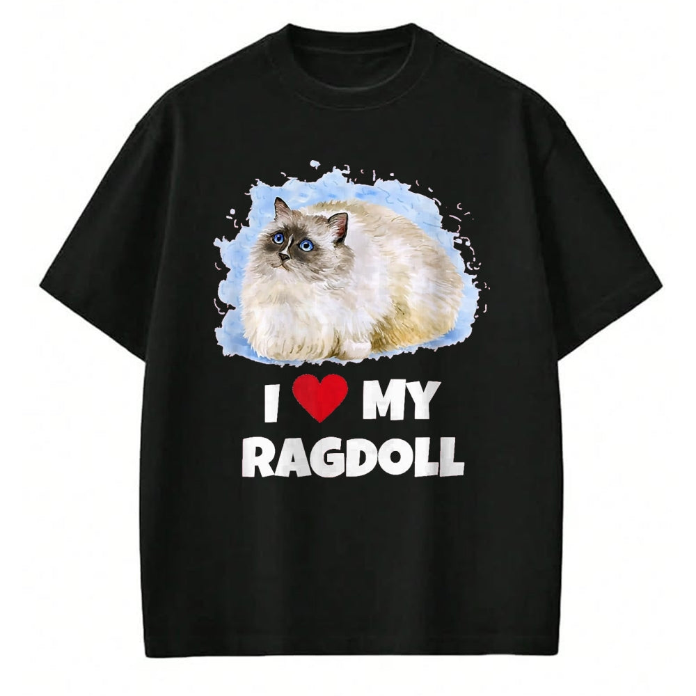 Cat Love Shirt, Funny Cat Lover Gift UnisexT-Shirt/Hoodie/Sweatshirt HLT00 - I Love My Ragdoll Cat T-Shirt T-Shirt, Girls, Red, Small