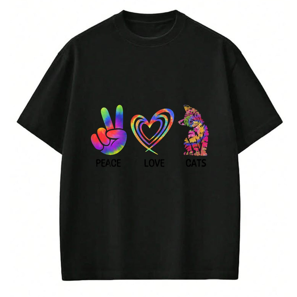 Cat Love Shirt, Funny Cat Lover Gift UnisexT-Shirt/Hoodie/Sweatshirt HLT00 - Peace Love Cats Funny Kitty Cat Lover T-Shirt (1)