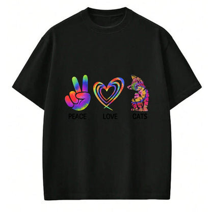 Cat Love Shirt, Funny Cat Lover Gift UnisexT-Shirt/Hoodie/Sweatshirt HLT00 - Peace Love Cats Funny Kitty Cat Lover T-Shirt (1)