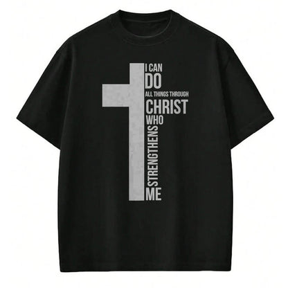 Christian Tee, Christian Faith Unisex T-Shirt/Hoodie/Sweatshirt HLT00 - I Can Do All Things Through Christ Who Strengthens Me Cross T-Shirt
