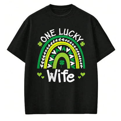 Best Wife Shirt, Wife and Husband Unisex T-Shirt/Hoodie/Sweatshirt HLT00 - Gift for wife T shirt, lucky wife   One Lucky Wife Boho Rainbow St Patricks Day Shamrock T-Shirt (1)