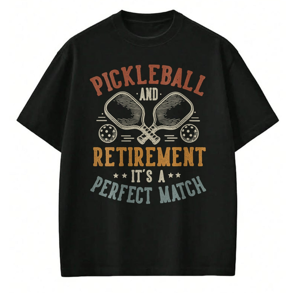 Funny Pickleball Shirt, Pickleball Lover Unisex T-Shirt/Hoodie/Sweatshirt HLT00 - Women's Pickleball and Retirement It's A Perfect Match Funny V-Neck T-Shirt