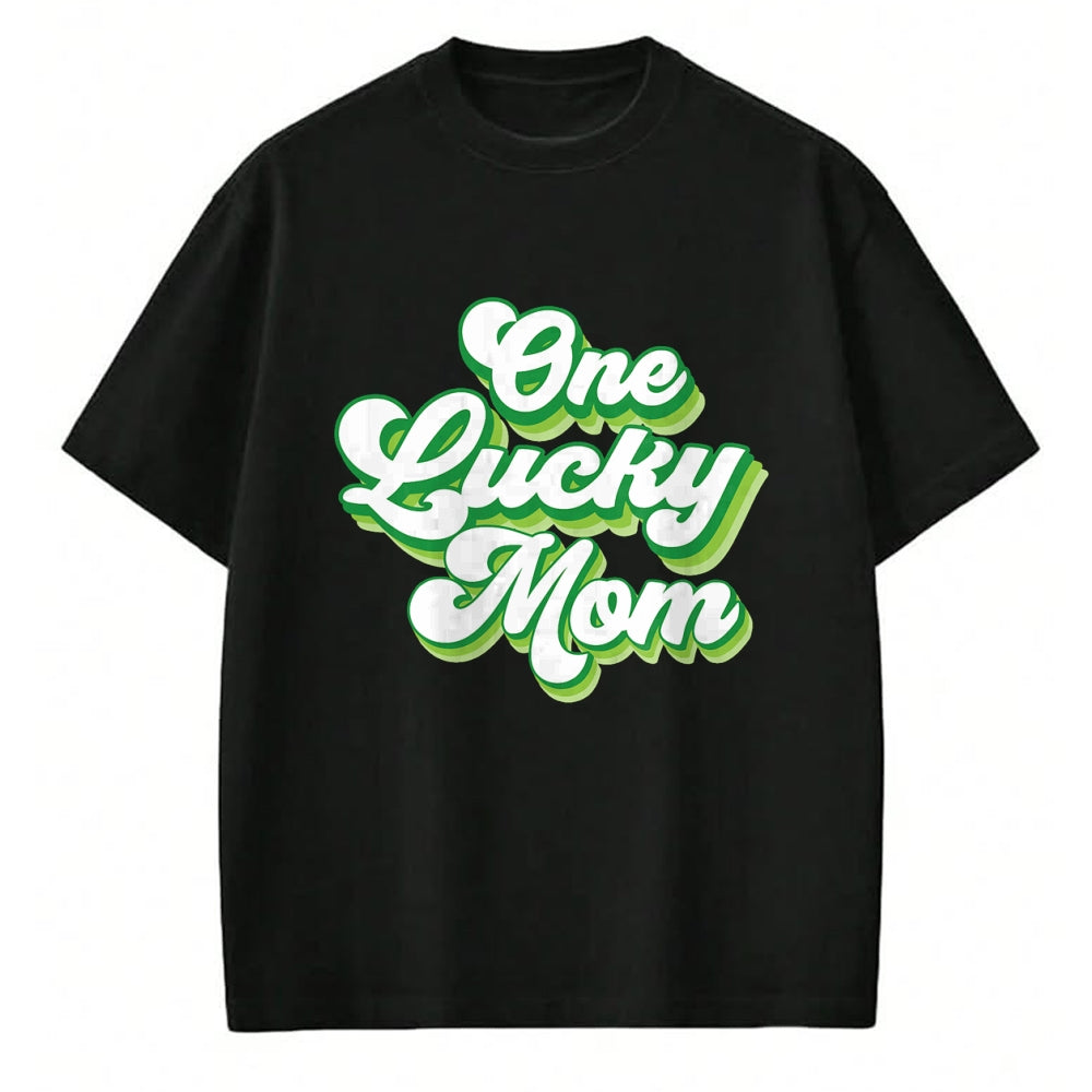 Gift for Mom Shirt, Funny Mom Unisex T-Shirt/Hoodie/Sweatshirt HLT00 - One Lucky Mom Retro Vintage St Patricks Day T-Shirt