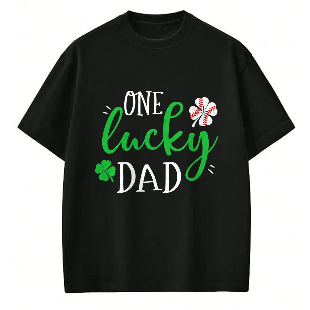 Gift for Dad Shirt, Funny Dad Unisex T-Shirt/Hoodie/Sweatshirt HLT00 – Mens Baseball Dad One Lucky Dad Tee Vintage St Patrick Day Father T-Shirt