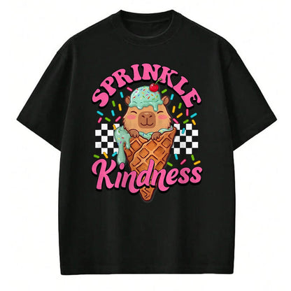 Cute Capybara Shirt, Funny Capybara Unisex T-Shirt/Hoodie/Sweatshirt HLT00 - Womens Girls Sprinkle Kindness Ice Cream Capybara Lover T-Shirt
