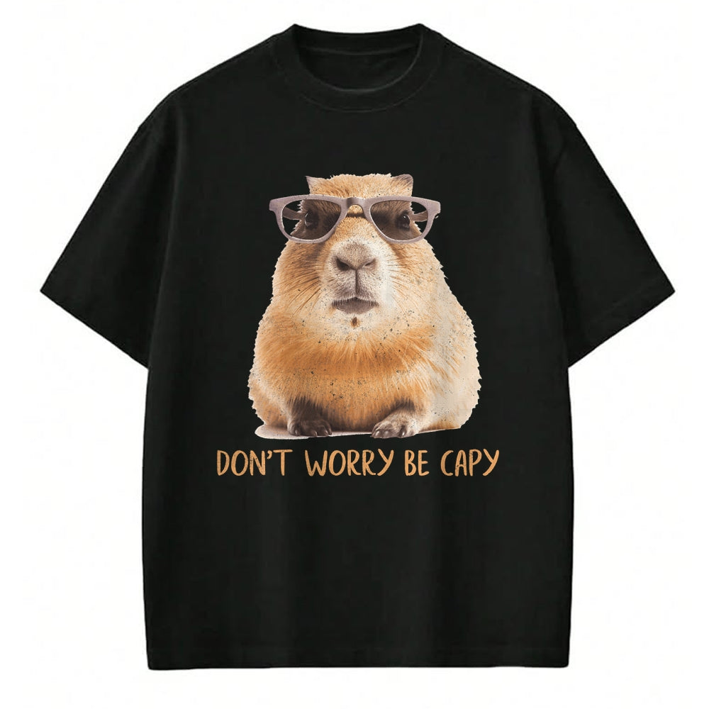 Cute Capybara Shirt, Funny Capybara Unisex T-Shirt/Hoodie/Sweatshirt HLT00 - Funny Graphic Don_t Worry Be Capy Capybara T-Shirt