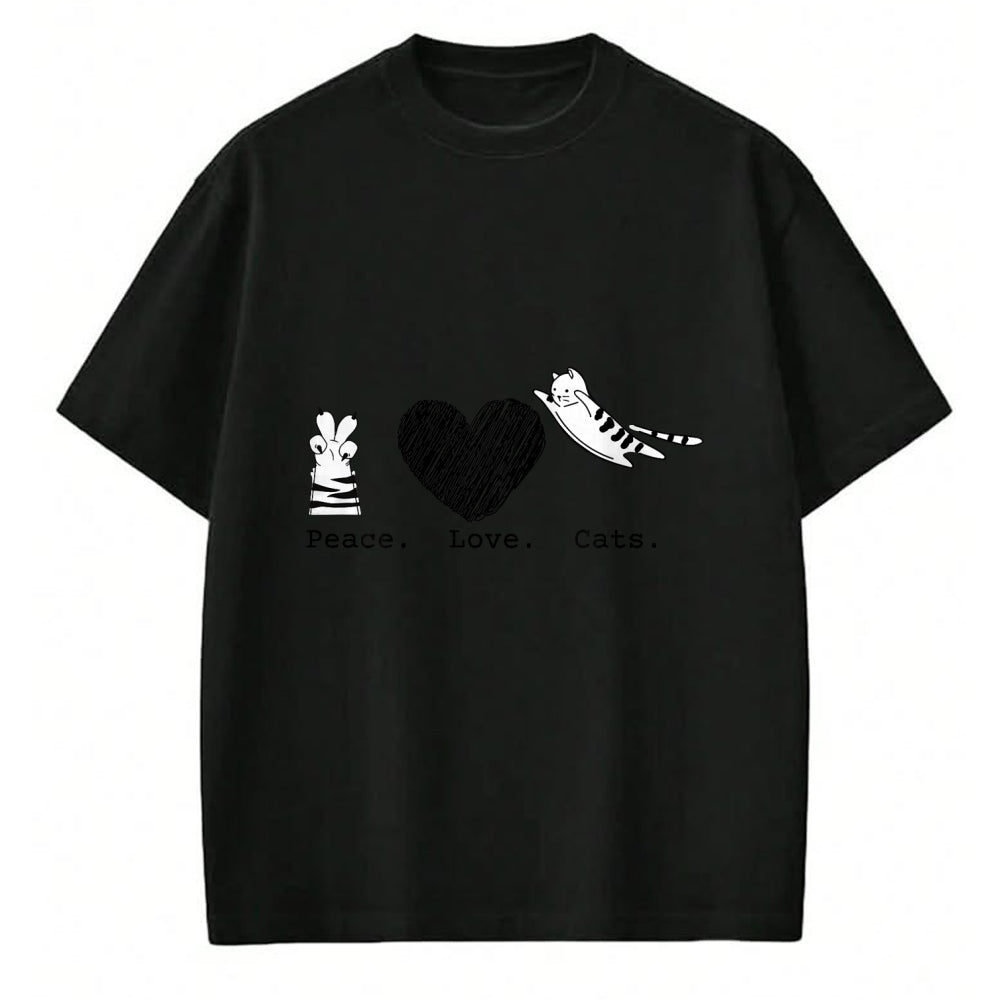 Cat Love Shirt, Funny Cat Lover Gift UnisexT-Shirt/Hoodie/Sweatshirt HLT00 - Peace Love Cats Hippy T-Shirt