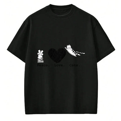 Cat Love Shirt, Funny Cat Lover Gift UnisexT-Shirt/Hoodie/Sweatshirt HLT00 - Peace Love Cats Hippy T-Shirt