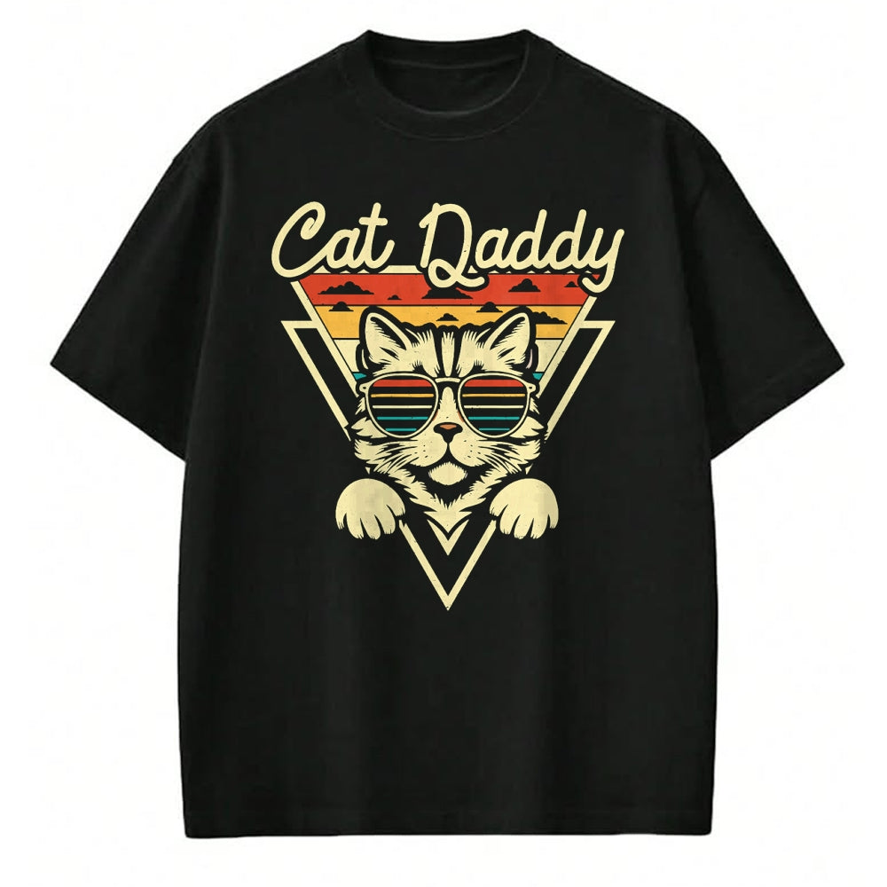 Cat Love Shirt, Funny Cat Lover Gift UnisexT-Shirt/Hoodie/Sweatshirt HLT00 - Cat Daddy Retro Sunglasses Cat Fur Dad Papa Vintage Cat Dad T-Shirt