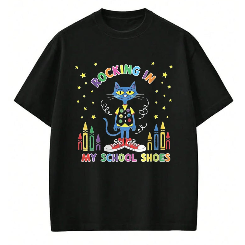 Best Student Shirt, Funny Back To School UnisexT-Shirt/Hoodie/Sweatshirt HLT00 - Cat Rocking in My School Shoes Funny Back to School T-Shirt, Youth, Black, Small