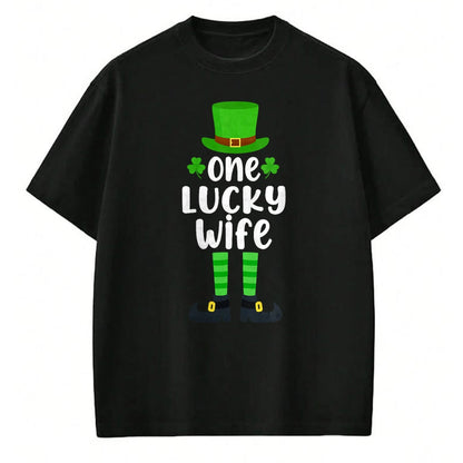 Best Wife Shirt, Wife and Husband Unisex T-Shirt/Hoodie/Sweatshirt HLT00 - Gift for wife T shirt, lucky wife   Womens One Lucky Wife Funny St Patricks Day Lucky Shamrock V-Nec