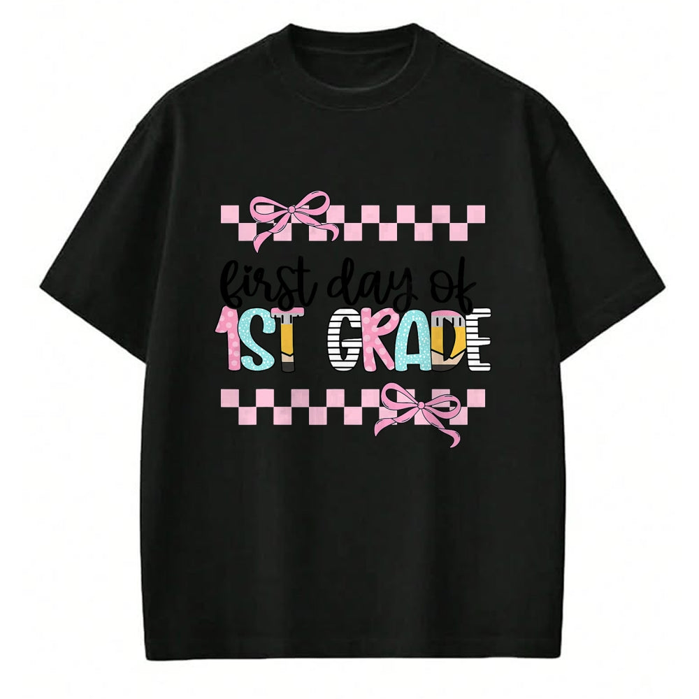 Best Student Shirt, Funny Back To School UnisexT-Shirt/Hoodie/Sweatshirt HLT00 - First Day of 1st Grade Teacher Girl Coquette Back to School T-Shirt