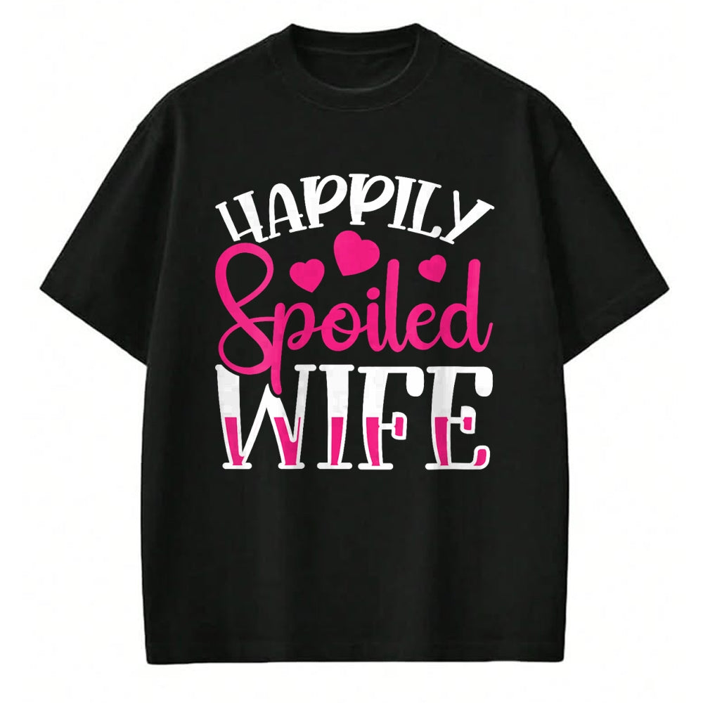 Best Wife Shirt, Wife and Husband Unisex T-Shirt/Hoodie/Sweatshirt HLT00 - Gift for wife T shirt, spoiled wife   Womens Funny Wife Happily Spoiled Wife V-Neck T-Shirt