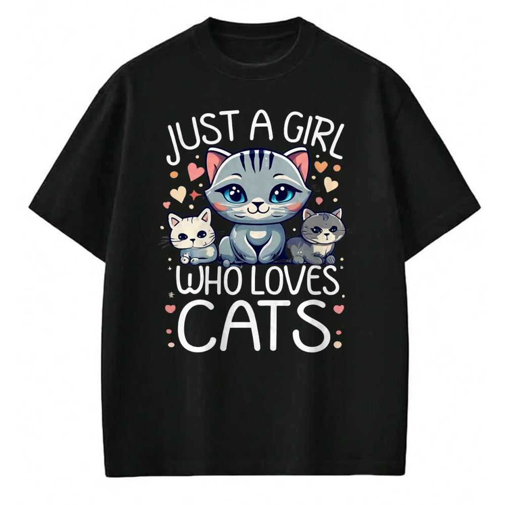Cat Love Shirt, Funny Cat Lover Gift UnisexT-Shirt/Hoodie/Sweatshirt HLT00 - Just a Girl who Loves Cats Cute Cat Lover T-Shirt