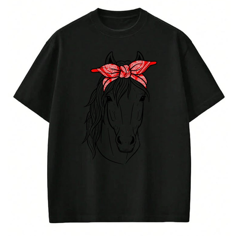 Best Horse Lover Shirt , Funny Horse UnisexT-Shirt/Hoodie/Sweatshirt HLT00 - Funny Horse Lovers Tee  Red Bandana Print for Girls & Women T-Shirt