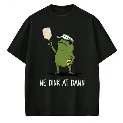 Funny Pickleball Shirt, Pickleball Lover Unisex T-Shirt/Hoodie/Sweatshirt HLT00 - We Dink At Dawn Funny Pickleball Frog T-Shirt