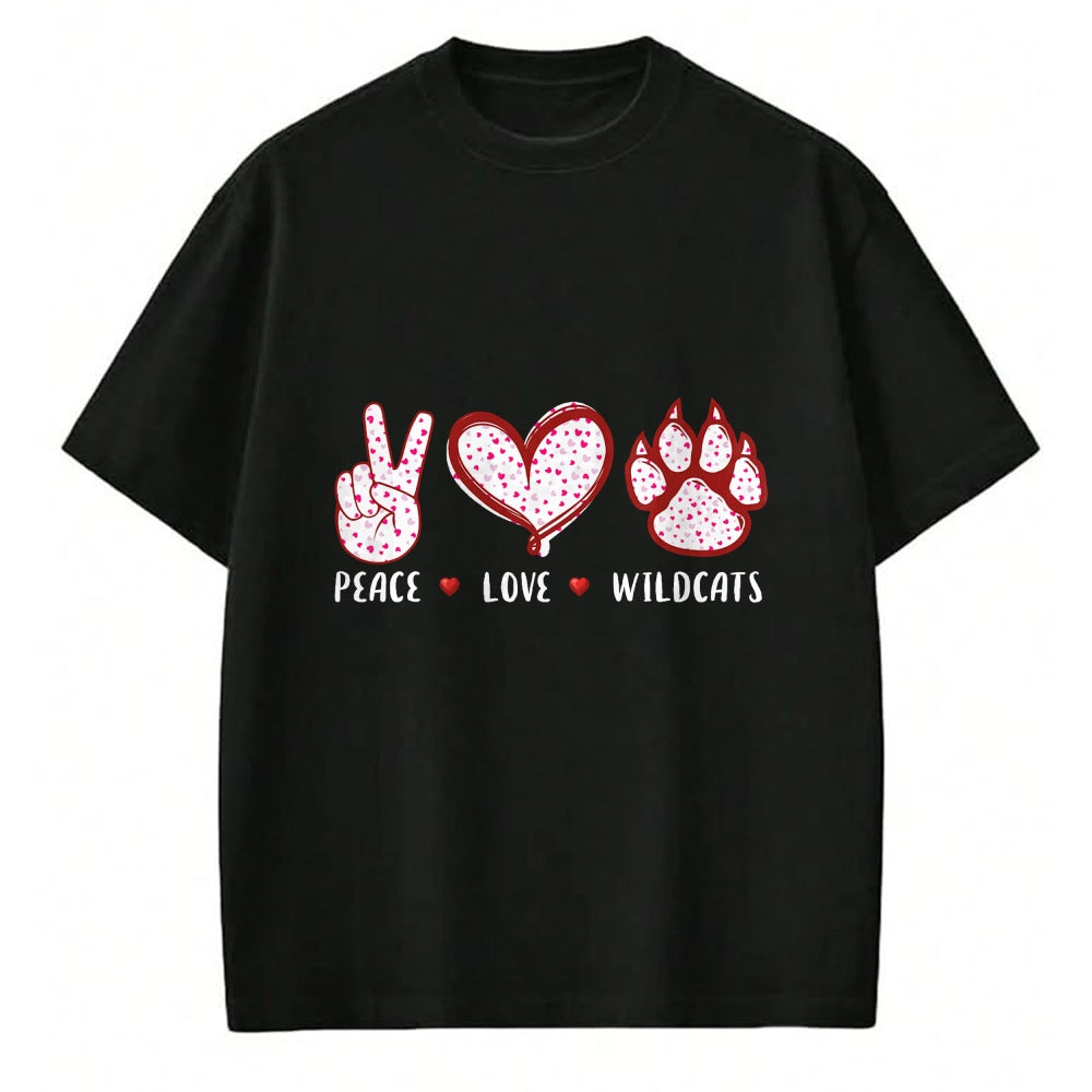 Cat Love Shirt, Funny Cat Lover Gift UnisexT-Shirt/Hoodie/Sweatshirt HLT00 - Peace Love Wildcats Gifts Men Women Kids Boys Girls Wild cat T-Shirt