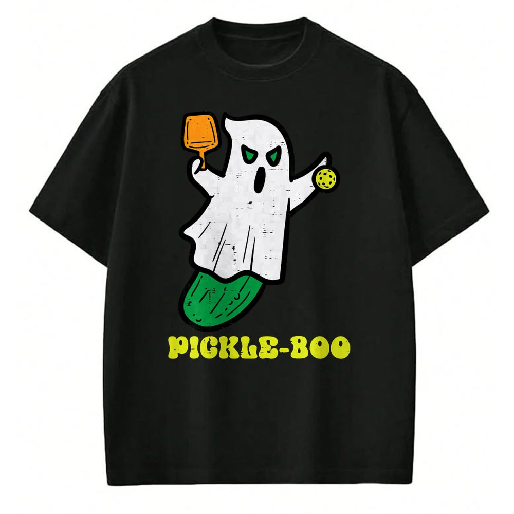 Funny Pickleball Shirt, Pickleball Lover Unisex T-Shirt/Hoodie/Sweatshirt HLT00 - Halloween Pickleball Pickle Boo Ghost Costume Men Women Kids T-Shirt