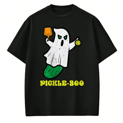 Funny Pickleball Shirt, Pickleball Lover Unisex T-Shirt/Hoodie/Sweatshirt HLT00 - Halloween Pickleball Pickle Boo Ghost Costume Men Women Kids T-Shirt