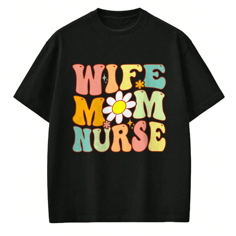 Funny Nurse Shirt, Nurse Unisex T-Shirt/Hoodie/Sweatshirt HLT00 - Retro groovy Wife Mom Nurse Women Mothers Day For Nurses T-Shirt