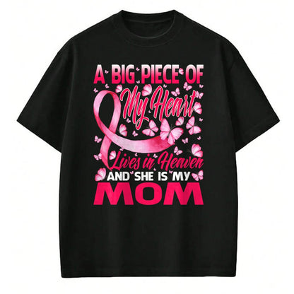Gift for Mom Shirt, Funny Mom Unisex T-Shirt/Hoodie/Sweatshirt HLT00 - Mom In Heaven Butterfly Breast Cancer Awareness T-Shirt