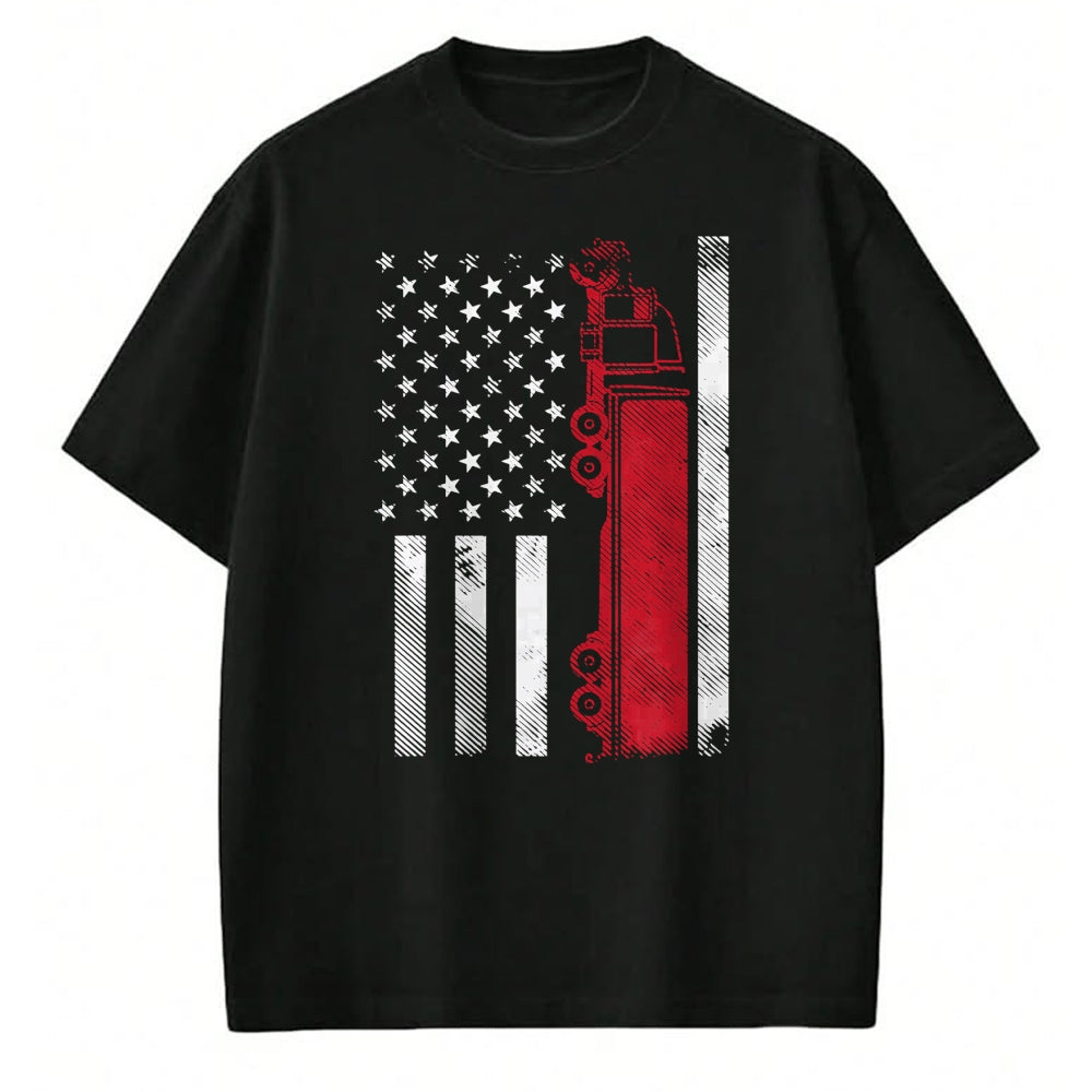 Best Truck Driver Life Shirt, Funny Trucker UnisexT-Shirt/Hoodie/Sweatshirt HLT00 - US American Flag Semi Truck Driver 18 Wheeler Trucker Gift Short Sleeve T-Shirt (1)