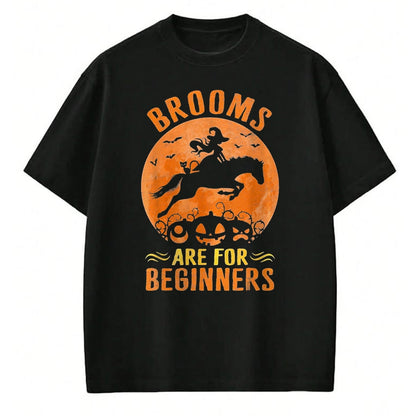 Best Horse Lover Shirt , Funny Horse UnisexT-Shirt/Hoodie/Sweatshirt HLT00 - Horses Equestrian Witch Halloween - Brooms are for Beginners T-Shirt, Women, Purple, Large