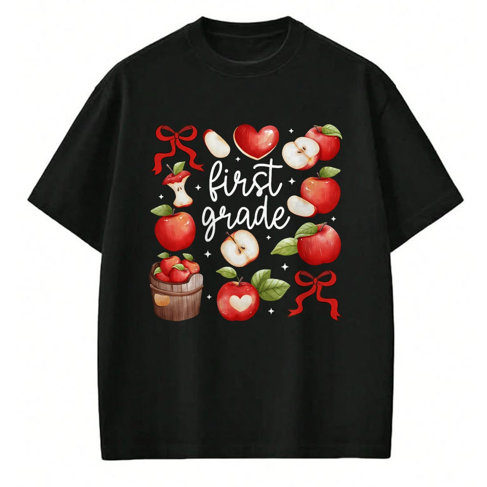 Best Student Shirt, Funny Back To School UnisexT-Shirt/Hoodie/Sweatshirt HLT00 - First Grade Teacher Apple Coquette Bow Fruit Back to School T-Shirt