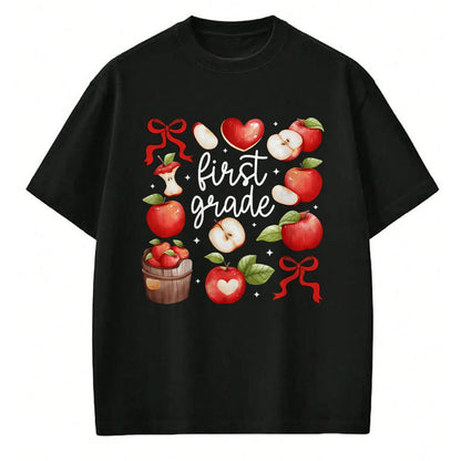 Best Student Shirt, Funny Back To School UnisexT-Shirt/Hoodie/Sweatshirt HLT00 - First Grade Teacher Apple Coquette Bow Fruit Back to School T-Shirt