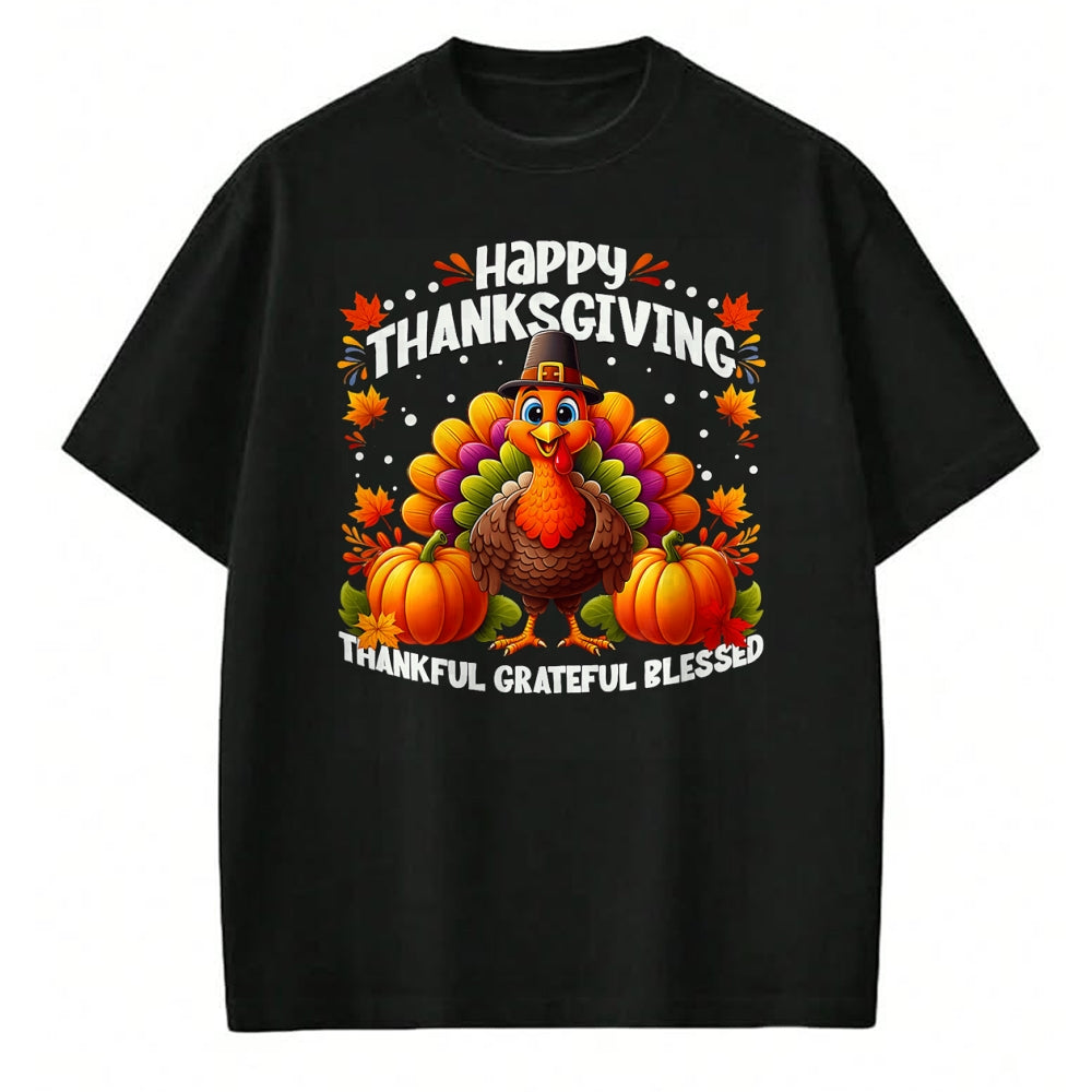 Best Thanksgiving Family Shirt , Funny Thanksgiving UnisexT-Shirt/Hoodie/Sweatshirt HLT00 - Thankful Grateful Blessed Turkey, Happy Thanksgiving T-Shirt, Men, Black, 3X-Large